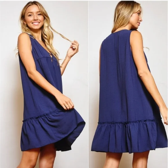 SALE! NEW! Blue Sleeveless Dress - Picture 2 of 3